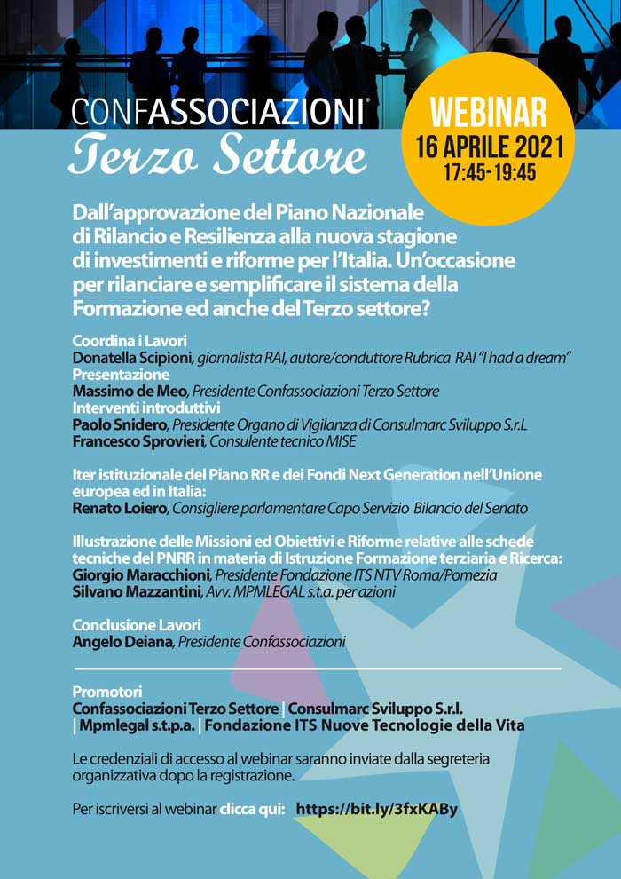 Confassociazioni, Terzo Settore. Il Piano Nazionale Rilancio e Resilienza.