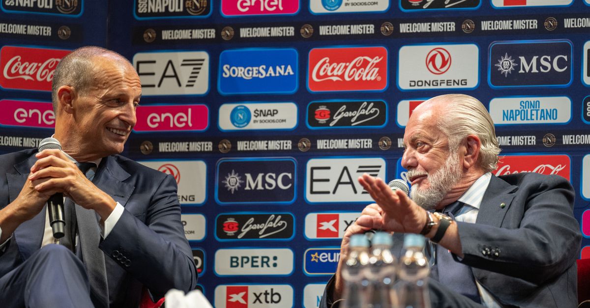 De Laurentiis scherza con Allegri: “Ma vuoi arrivare in finale di Champions se dici…”