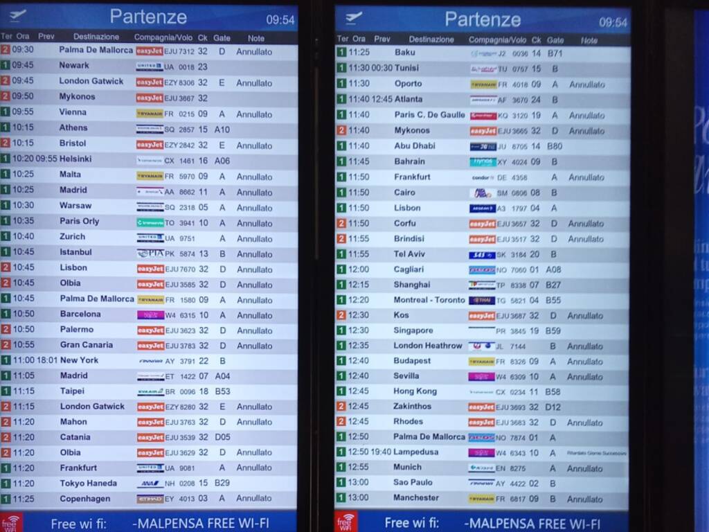 Sciopero nazionale negli aeroporti, giornata di disagi: centinaia di voli cancellati tra Malpensa e Linate