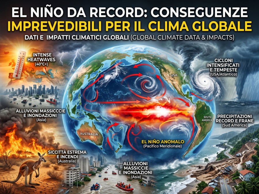 Meteo: Super El Nino, previsti valori record. Conseguenze imprevedibili, anche in Italia, tra 2026 e 2027