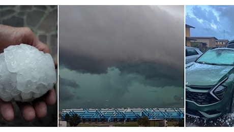 Forte ondata di maltempo, grandine come palle da tennis (FOTO e VIDEO) e danni alle auto: forti temporali in pianura