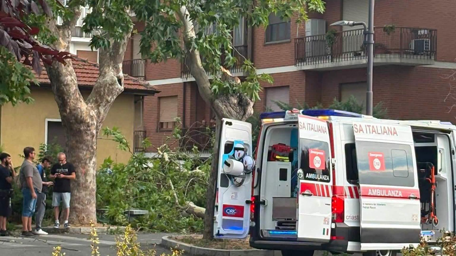 Raffiche di vento e grandine in mezzo Piemonte: ad Asti un albero si spezza e colpisce un anziano