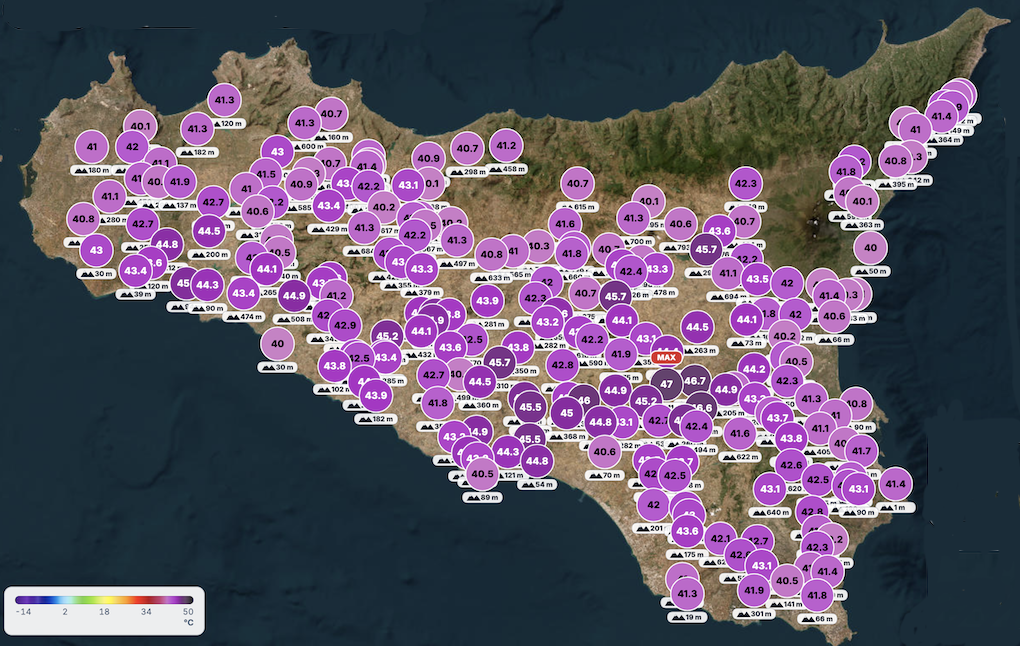 Quaranta gradi quasi ovunque: la Sicilia è un forno (ma anche Messina non scherza)
